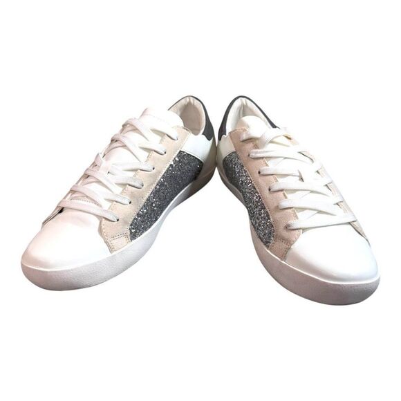 Zaylee White & Glitter Silver Lace-Up Sneakers With Stars US 10 Shoes Tennis SEE - Picture 10 of 16